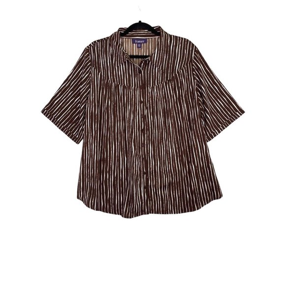 ROMAN’S Plus Size 22W Button Down Shirt Tunic Stripes Designer Fashion Women - Picture 1 of 7